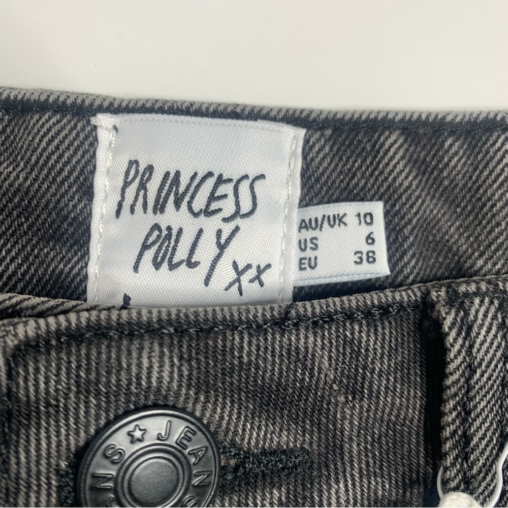 Princess Polly Zaneta Washed Black Distressed Straight Leg Denim Jeans NWT - Picture 11 of 16